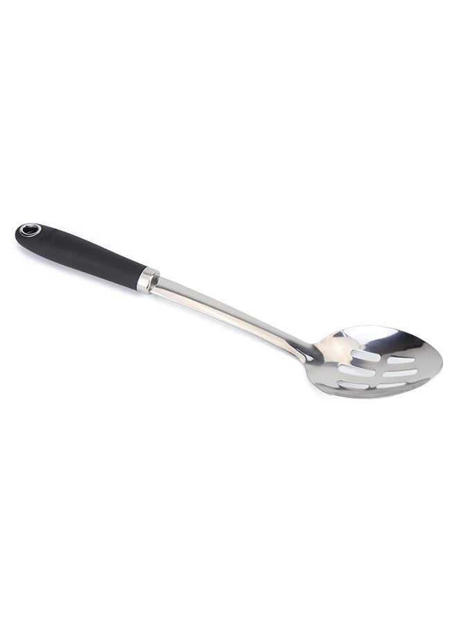 Home Pro Slotted Spoon With Handle Silver/Black 13 inch - Image 1