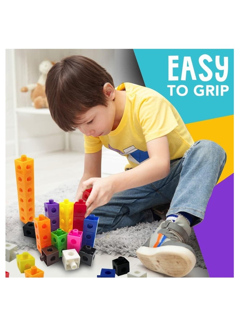 ECVV - Math Manipulatives Counting Cubes, Math Linking Cubes Unifix Cubes Number Blocks for Kindergarten Learning Activities for Kids 3-8, 100 Pcs 10 Colors - Image 1