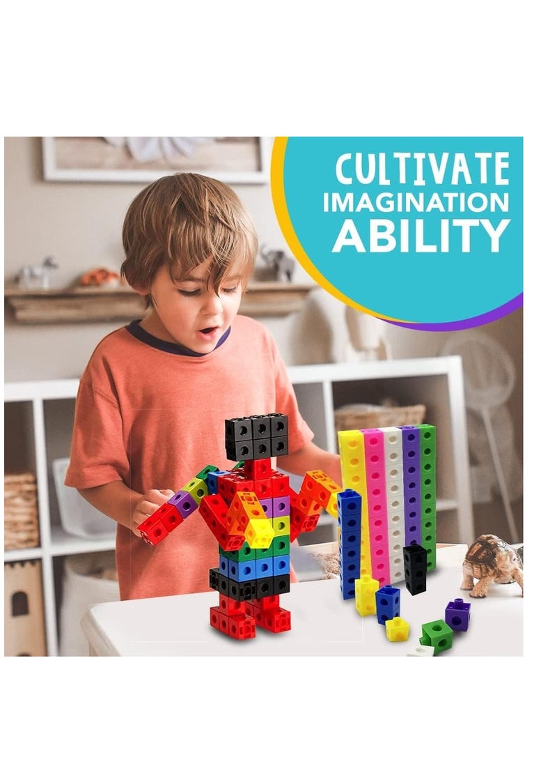 ECVV - Math Manipulatives Counting Cubes, Math Linking Cubes Unifix Cubes Number Blocks for Kindergarten Learning Activities for Kids 3-8, 100 Pcs 10 Colors - Image 1
