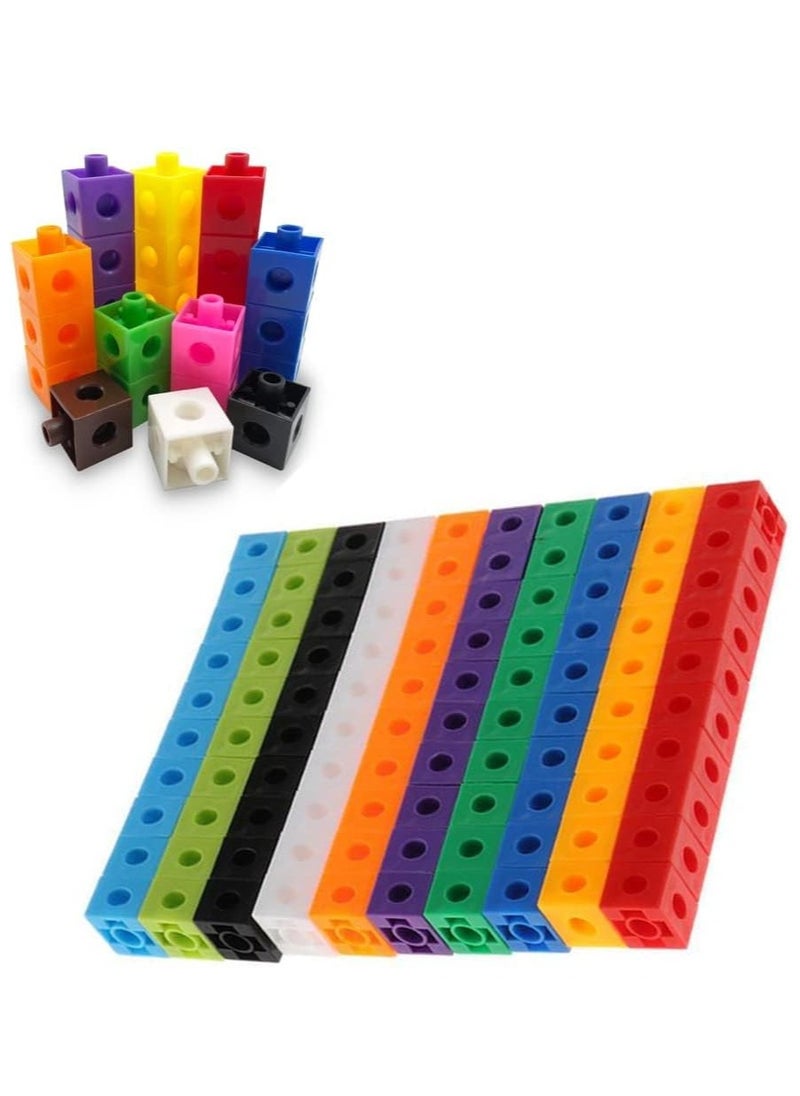 ECVV - Math Manipulatives Counting Cubes, Math Linking Cubes Unifix Cubes Number Blocks for Kindergarten Learning Activities for Kids 3-8, 100 Pcs 10 Colors - Image 1