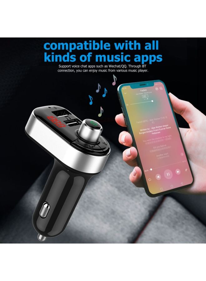NIBEMINENT Mobile Phone Car Charger With FM And Bluetooth Black/Silver  - Image 3