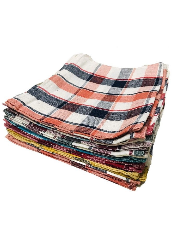 Homerz Check Style Kitchen and Cleaning Multipurpose Cloth | 100% Cotton | 21 x 21 Inch Guaranteed Exact Size (Set of 12) - Image 1