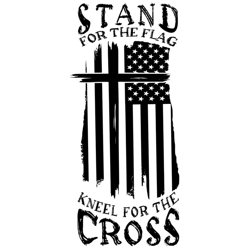 eDesign Stand for The Flag Kneel for The Cross Sticker Decal Vinyl - 5 Inches - Premium Vinyl Sticker for Cars Trucks Laptops and More - Weatherproof and Durable 2-Pack (Black) - Image 1