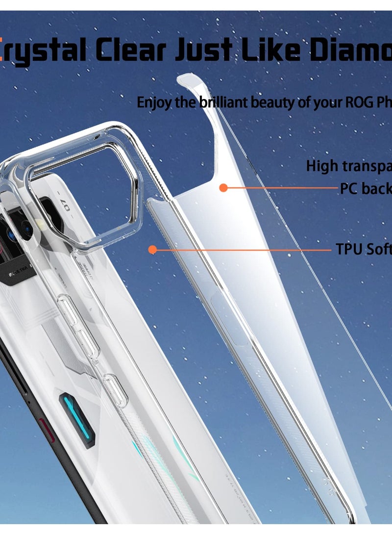 Excefore Transparent Hybrid Case for ASUS ROG Phone 7/7 Ultimate, Clear Hard Back + Soft TPU Bumper, Shockproof Phone Cover - Image 3