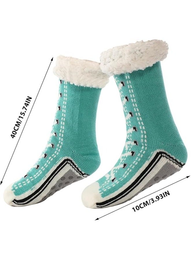 GGEROU Ultra Thick Socks, Non Slip Fluffy Warm Winter Slipper Socks, Slipper Socks with Grips Sky Blue One Size - Image 2