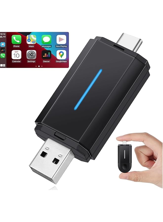 KASTWAVE Wireless Carplay Adapter For Iphone - 2 In 1 Usb & Usb-C, Seamless Oem Wired To Wireless Conversion, No Latency, Compatible With 2015+ Cars & Ios 10+ - Image 1