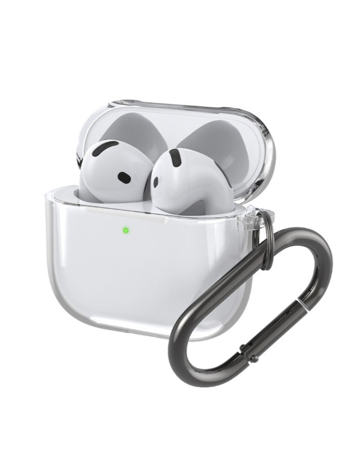 for Airpods 4（2024） Fourth Generation Transparent Protective Cover, Tpu Transparent Protective Cover With Keychain, Suitable For Women, Girls, Men, Anti Yellowing, Scratch Resistant, Shock Resistant, Full Protective Cover, Suitable For Airpods 4- (White) - Image 1