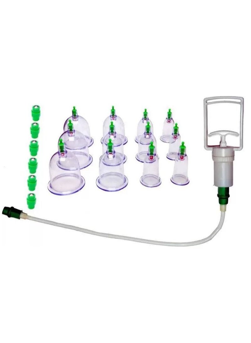 SOSEKO Cupping Hijama Therapy Therapy Sets of 12 pcs Pull Out A Vacuum - Image 2