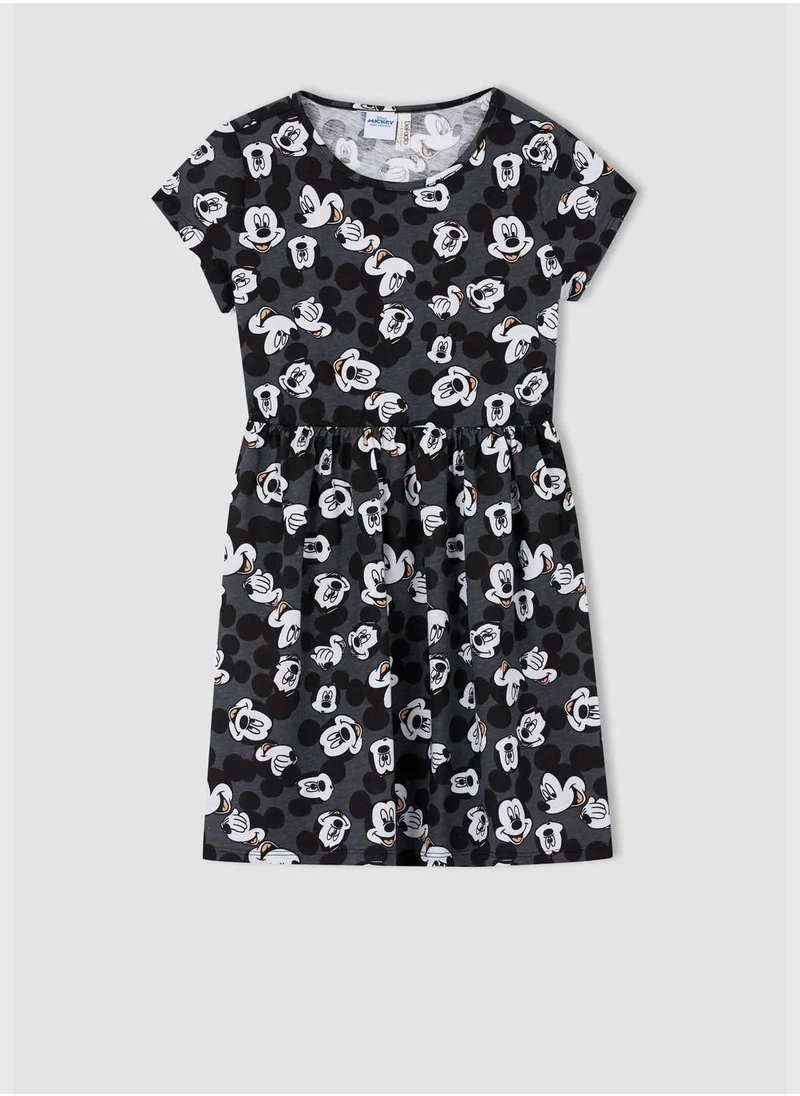 DeFacto Girl Regular Fit Short Sleeve Disney Mickey And Minnie Print Dress