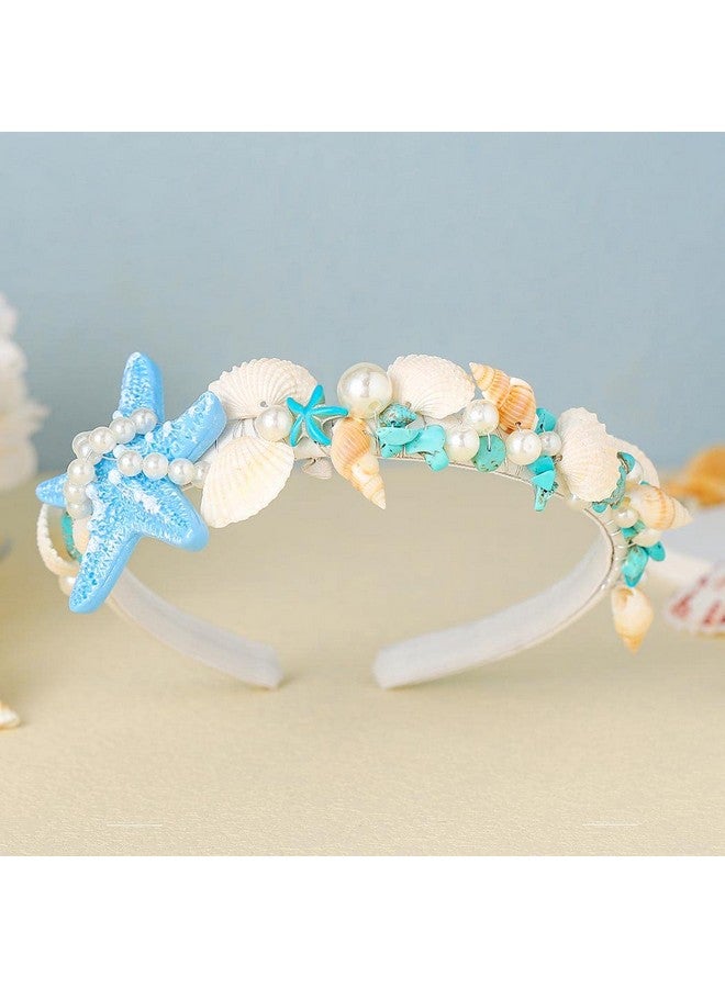 Unicra Nicra Starfish Headband Pearl Bridal Hair Band Sea Shell Hair Hoop Mermaid Hair Piece Beach Wedding Hair Accessories For Women And Girls - Image 2