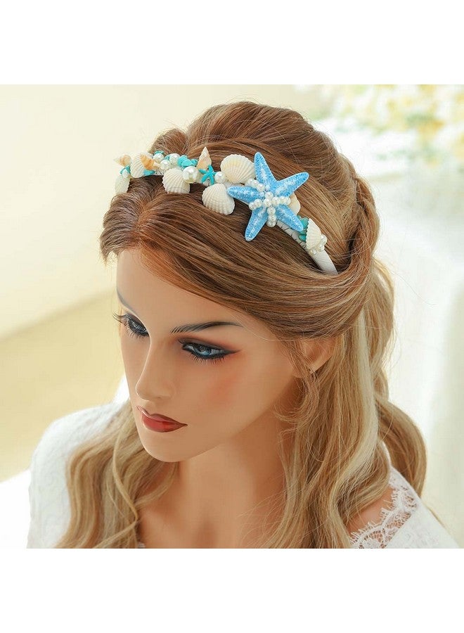 Unicra Nicra Starfish Headband Pearl Bridal Hair Band Sea Shell Hair Hoop Mermaid Hair Piece Beach Wedding Hair Accessories For Women And Girls - Image 3