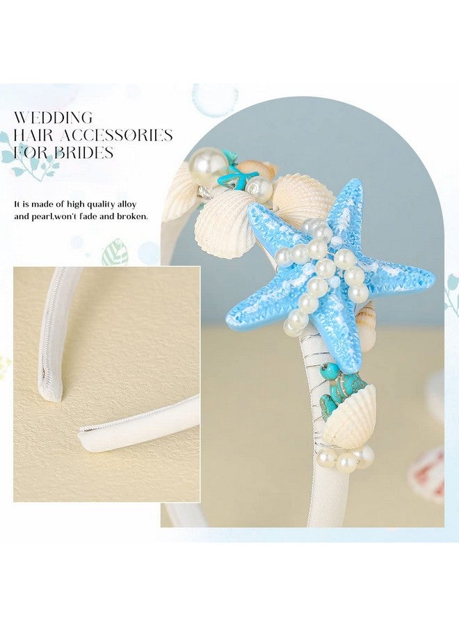 Unicra Nicra Starfish Headband Pearl Bridal Hair Band Sea Shell Hair Hoop Mermaid Hair Piece Beach Wedding Hair Accessories For Women And Girls - Image 5