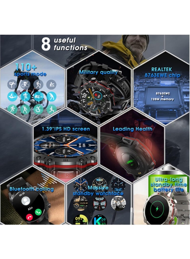 RollsTimi  1.39" Smartwatch for Men Women, 110+ Sport Modes, Fitness Tracker with Heart Rate SpO2 Monitor, IP67 Waterproof Outdoor Sports Watch for Android iPhone Phones - Image 3