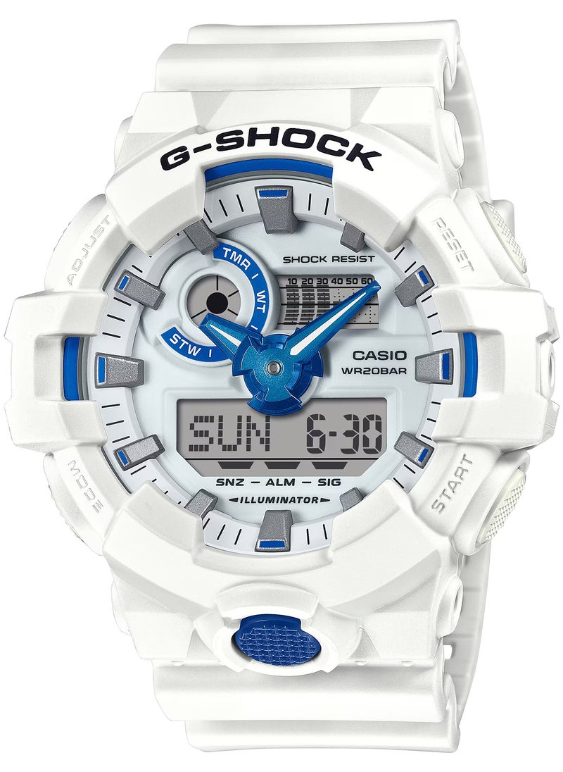 G-shock Analog Digital White Resin Band Wrist Watch For Men's GA-700 HDS-7A