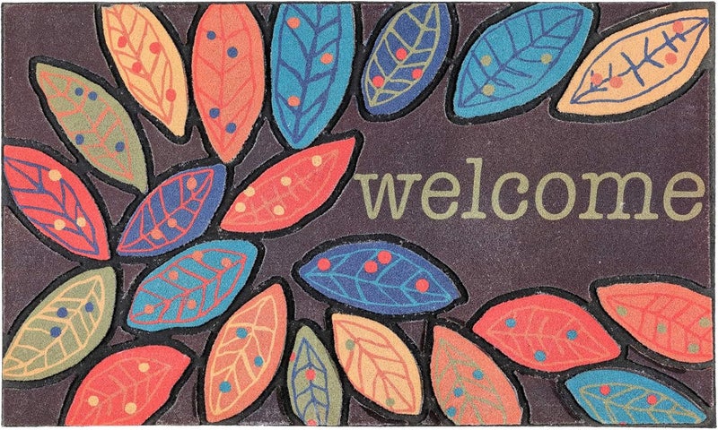 CHICHIC Door Mat Welcome Mat 17x 30 Inch Front Door Mat Outdoor for Home Entrance Outdoor Mat for Outside Entry Way Doormat Entry Rugs, Heavy Duty Non Slip Rubber Back Low Profile, Leaves - Image 1