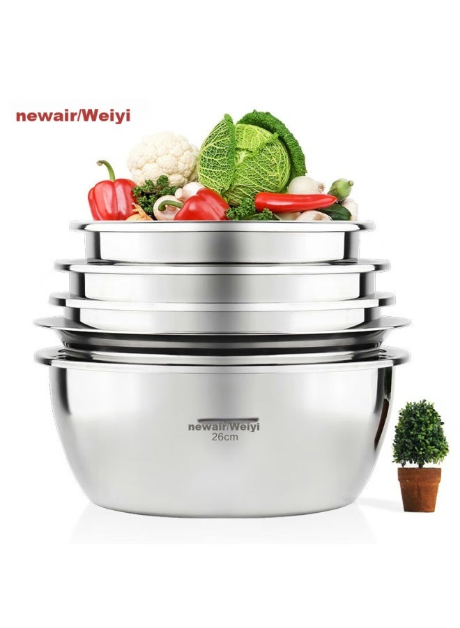 Newair Stainless Steel Bowl And Strainer Set Of 5： Seasoning Bowl, Vegetable Washing Bowl, Dough Mixing Bowl, Colander, Salad Bowl, Rice Sieve, And Flavor Bowl Set - Image 1