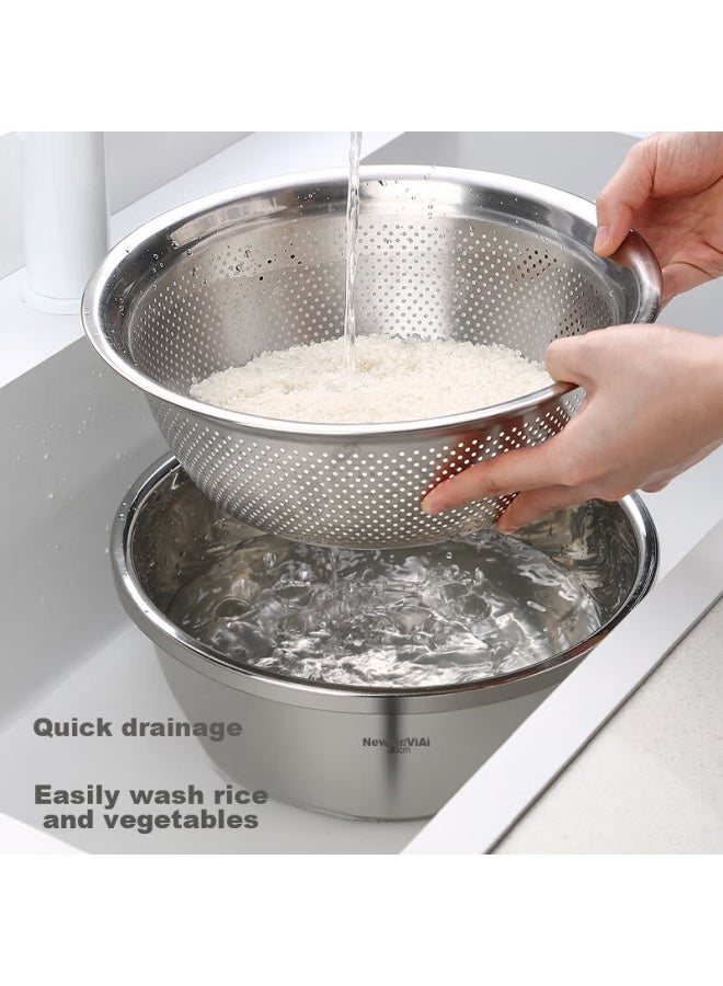 Newair Stainless Steel Bowl And Strainer Set Of 5： Seasoning Bowl, Vegetable Washing Bowl, Dough Mixing Bowl, Colander, Salad Bowl, Rice Sieve, And Flavor Bowl Set - Image 2