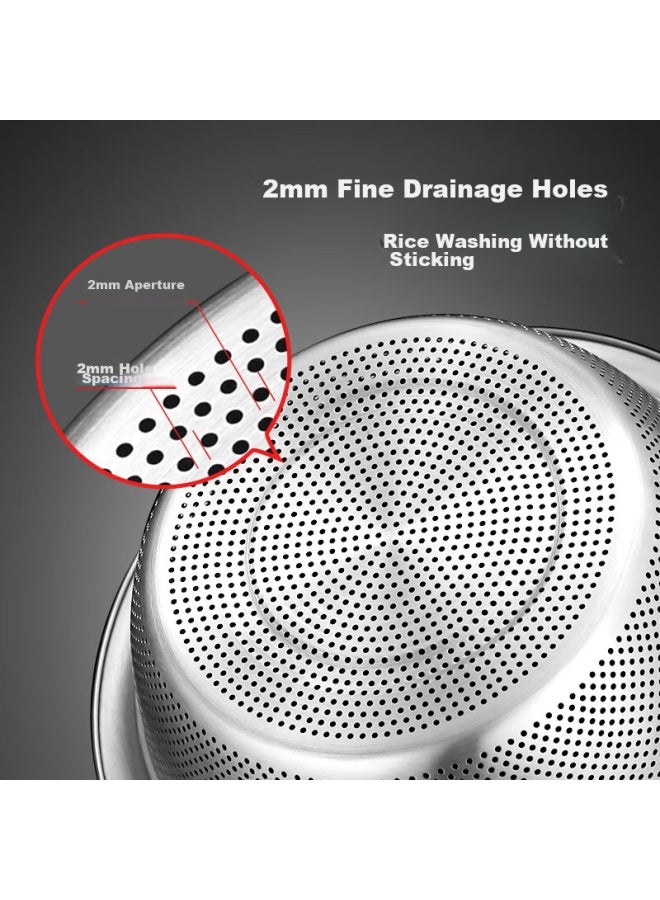 Newair Stainless Steel Bowl And Strainer Set Of 5： Seasoning Bowl, Vegetable Washing Bowl, Dough Mixing Bowl, Colander, Salad Bowl, Rice Sieve, And Flavor Bowl Set - Image 3