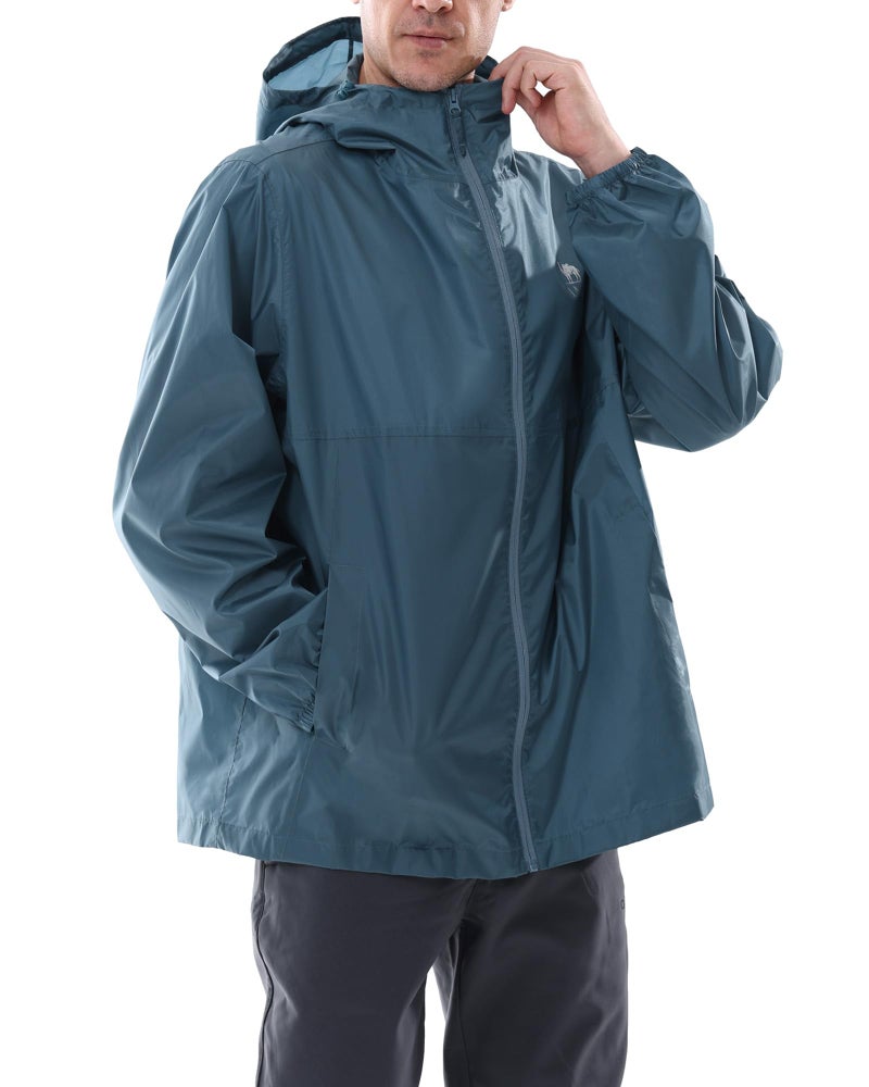 CAMEL CROWN Men's Rain Jacket Waterproof Lightweight Windproof Raincoat with Hood for Cycling Hiking Running Golf Blue - Image 1