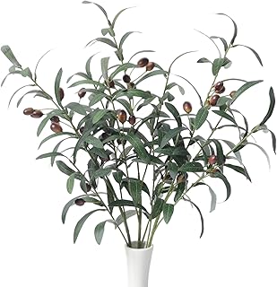 SzJias SzJias Artificial Olive Branch Faux Olive Branches for Vases Fake Branches Olive Stems for Vase Fake Olive Tree  - Image 1