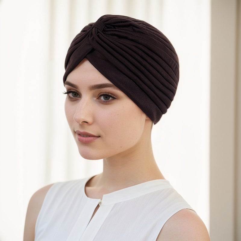 Muslim Turban Hat Pleated Watermelon Head Wrap Rayon - Image 1