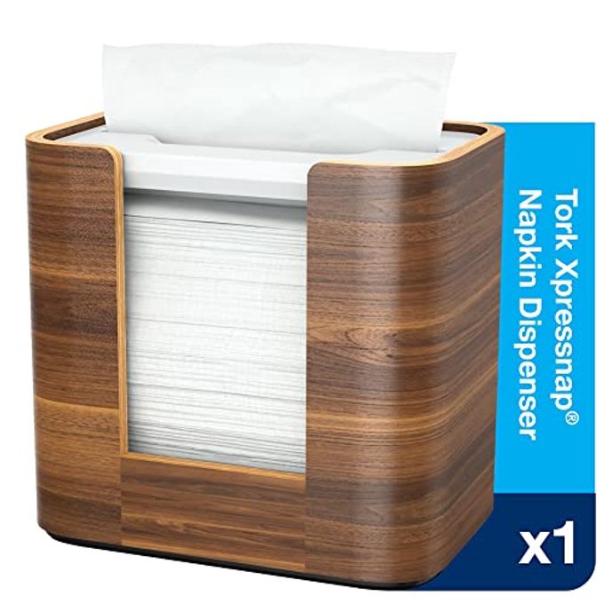 Tork Xpressnap Tabletop Napkin Holder Walnut N4, Compact, Image Range, 7.6" x 8" x 5.5", 72900 - Image 5