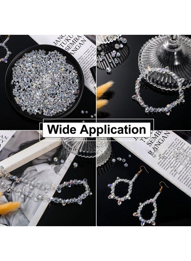 Kigeli 1280Pcs Assorted Crystal Beads Glass Beads Faceted Teardrop Rondelle Beads Gemstone Loose Beads Bulk Crystal Beads For Jewelry Making Diy Crafts Necklace Wristband Earring Kit(Ab Color) - Image 3