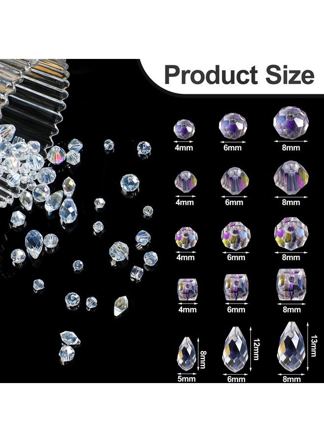 Kigeli 1280Pcs Assorted Crystal Beads Glass Beads Faceted Teardrop Rondelle Beads Gemstone Loose Beads Bulk Crystal Beads For Jewelry Making Diy Crafts Necklace Wristband Earring Kit(Ab Color) - Image 2
