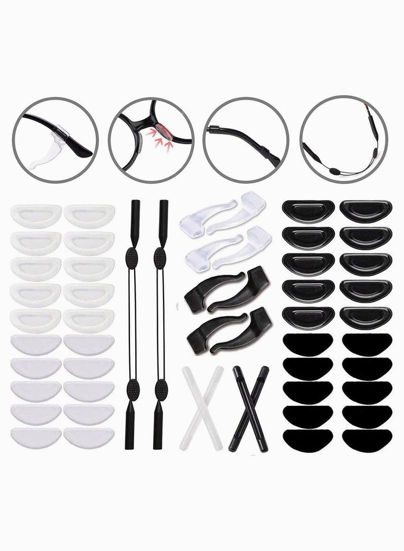 Generic 27 Pairs Eyeglasses Repair kit Adhesive Eyeglass Nose Pads Silicone Anti-Slip Glasses, Glasses Nose Grips, Hook Grip Holder Silicone Anti-Slip Round Eyeglass Retainer  - Image 1