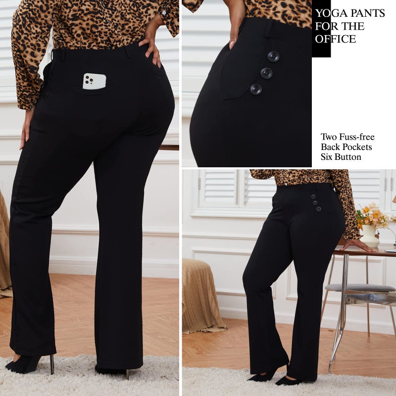 DGD Stretch Dress Pants Plus Size for Women Wrinkle-Free Office Pant with Pocket High Waist Work Casual Pant 3XL-D - Image 2