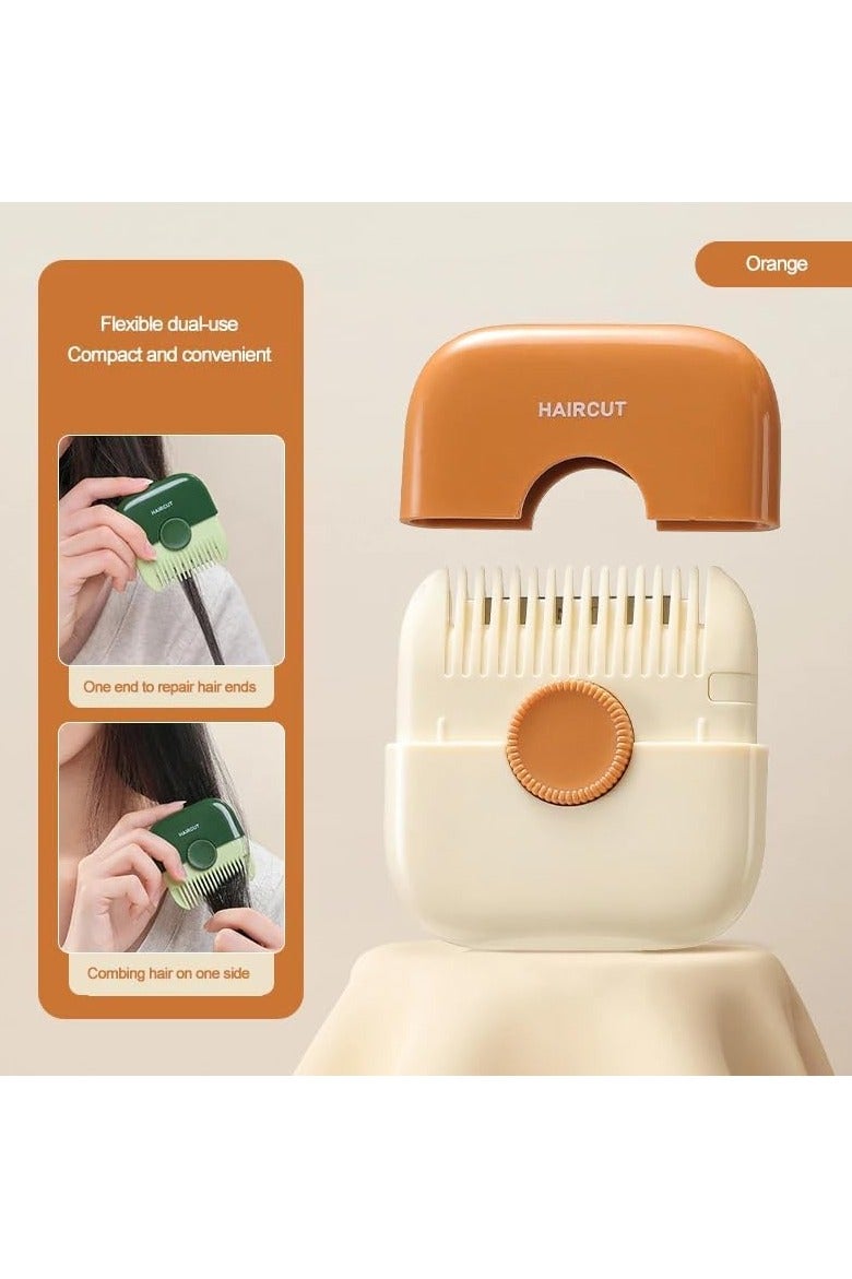 بلان A مشط قص الشعر 2 في 1 – أداة حلاقة وتشذيب مزدوجة الجوانب، صغيرة الحجم ومحمولة للسفر، لتخفيف وتصفيف الشعر للرجال والنساء والأطفال، قابلة للفك والتنظيف، مصنوعة من الفولاذ المقاوم للصدأ (برتقالى) - Image 2