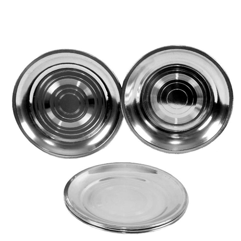Dharam Paul Traders Stainless Steel PlatesSide Serving Plates Quarter PlatesSnack Nasta Mini Plates 18 cm Diameter Silver Set of 6 - Image 2