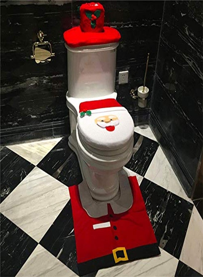 Guojanfon Christmas Toilet Seat Cover Decorations,Christmas Elf Toilet Seat Cover Set Christmas Bathroom Decor Xmas Home Indoor Decor - Image 3