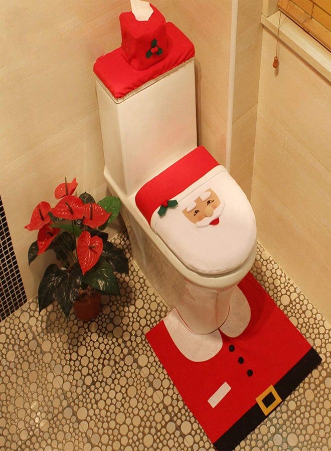 Guojanfon Christmas Toilet Seat Cover Decorations,Christmas Elf Toilet Seat Cover Set Christmas Bathroom Decor Xmas Home Indoor Decor - Image 4