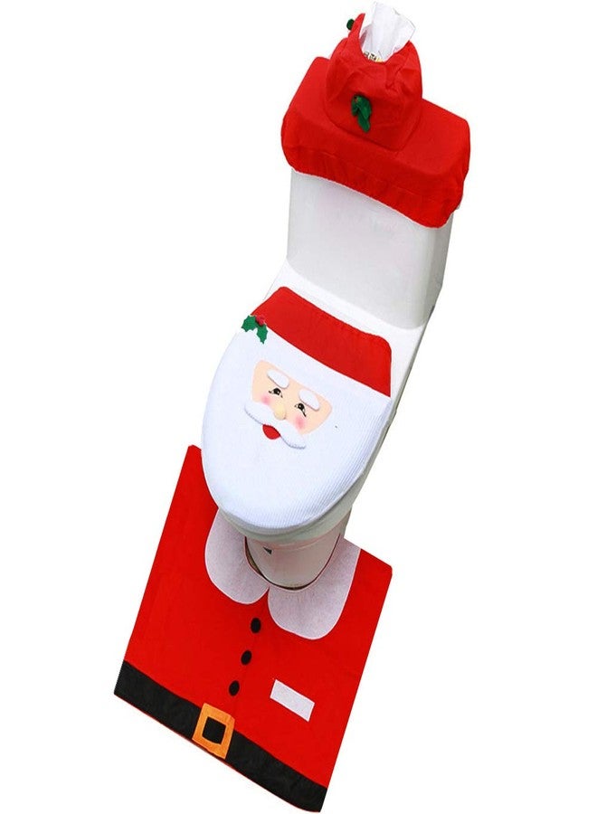 Guojanfon Christmas Toilet Seat Cover Decorations,Christmas Elf Toilet Seat Cover Set Christmas Bathroom Decor Xmas Home Indoor Decor - Image 1