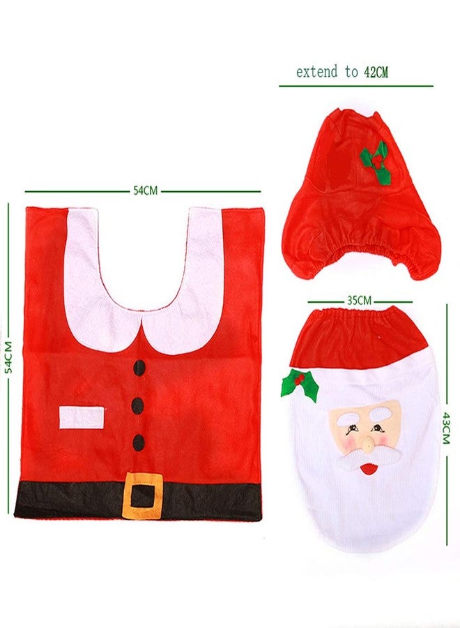 Guojanfon Christmas Toilet Seat Cover Decorations,Christmas Elf Toilet Seat Cover Set Christmas Bathroom Decor Xmas Home Indoor Decor - Image 2