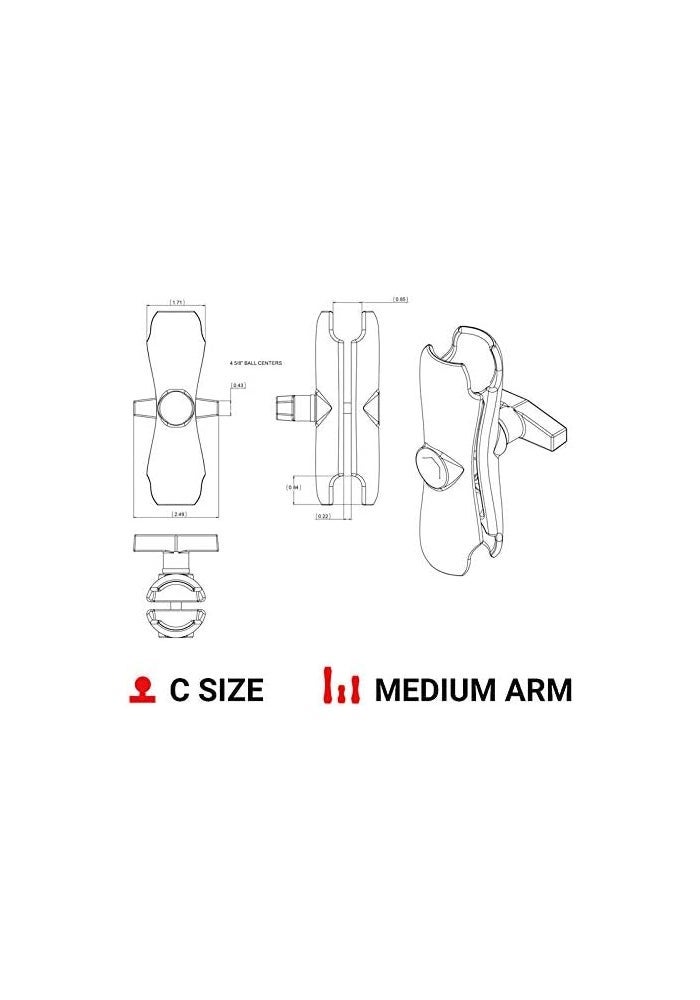 RAM Mounts RAM-201U Double Socket Arm for C Size 1.5" Ball Components - Image 3