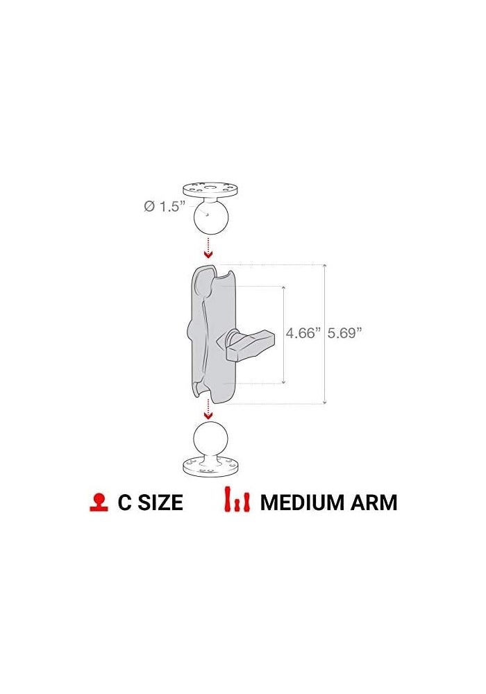 RAM Mounts RAM-201U Double Socket Arm for C Size 1.5" Ball Components - Image 4