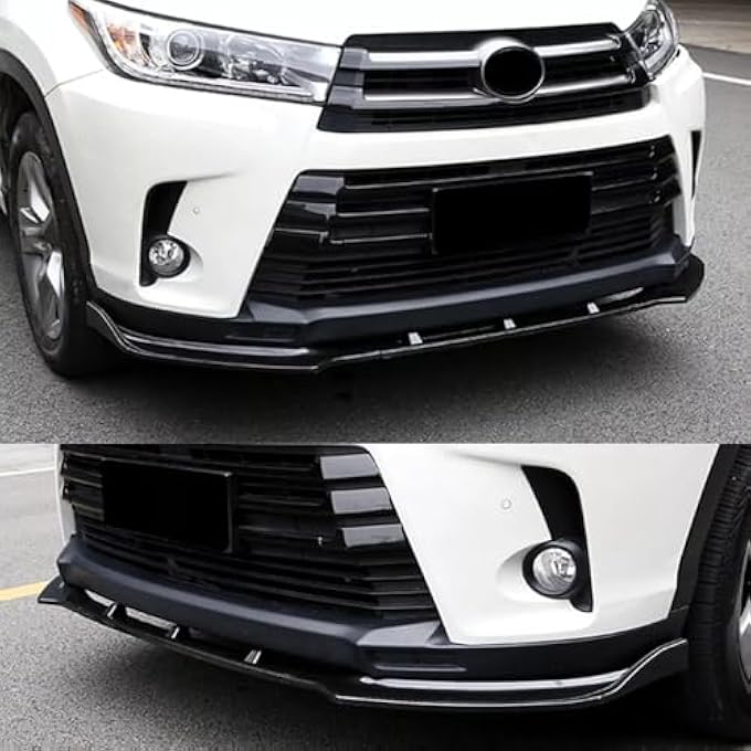 MUTUSAISI Bright Black Front Bumper 3-Stage Lip Spoiler Fit for Compatible with Toyota Highlander 2017-2019 - Image 3