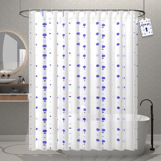Kuber Industries 71x71 Inch Waterproof Shower Curtains For Bathroom with 12 Rings | Washroom Partition Screen & Wall Divider Parda For Bath | JY-1-3 | Dots Print - White & Blue - pzsku/Z95D176360D2636FCFEF6Z/45/1760087913/80a1f23e-58c9-420f-992d-11e6cbbfed12