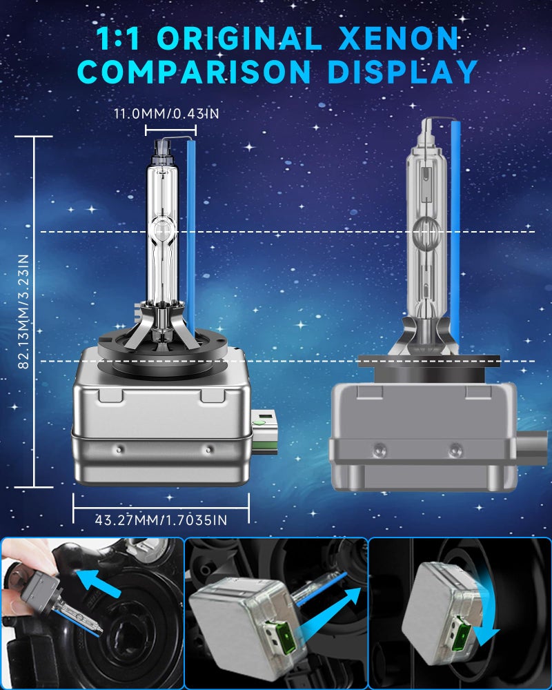 SENROBO Fit for Chevrolet 2017-2021 Bolt EV 2018-2022 Chevy Traverse Blazer 2015-2020 Tahoe Suburban HD SSV PPV LS LT D3S HID Xenon Headlight Bulbs, High Low Beam Bulb, 8000K White Blue, Pack of 2 - Image 5