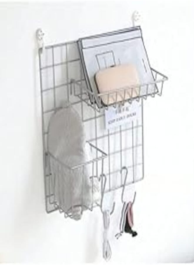 Generic - Iron Shelf Mesh Multipurpose Wall Organizer 28 * 28 CM - Silver - Image 1