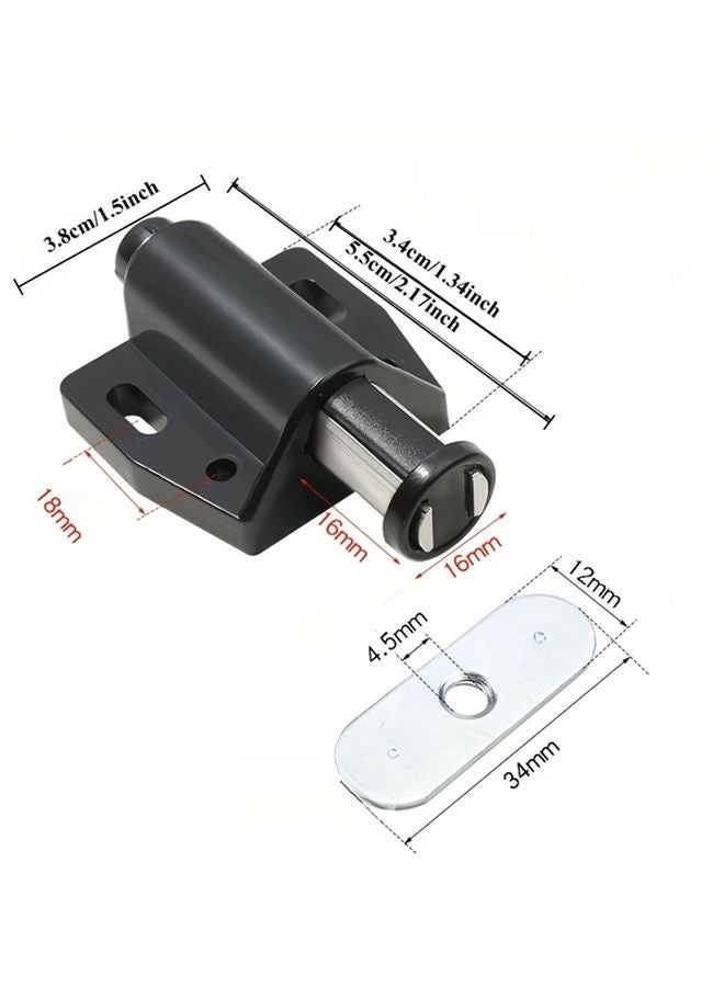 2pcs Black Magnetic Cabinet Door Push Latch Touch Release Catch For Drawers - Image 5