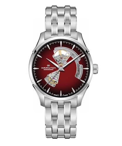 Hamilton Jazzmaster Open Heart Automatic Men's Watch, 40mm Stainless Steel Case, Swiss Made, Burgundy Dial Analog Watch, 50m Waterproof, Sapphire Crystal, 3-Hand Movement, Stainless Steel Strap - Image 5