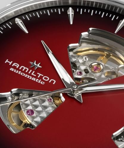 Hamilton Jazzmaster Open Heart Automatic Men's Watch, 40mm Stainless Steel Case, Swiss Made, Burgundy Dial Analog Watch, 50m Waterproof, Sapphire Crystal, 3-Hand Movement, Stainless Steel Strap - Image 2