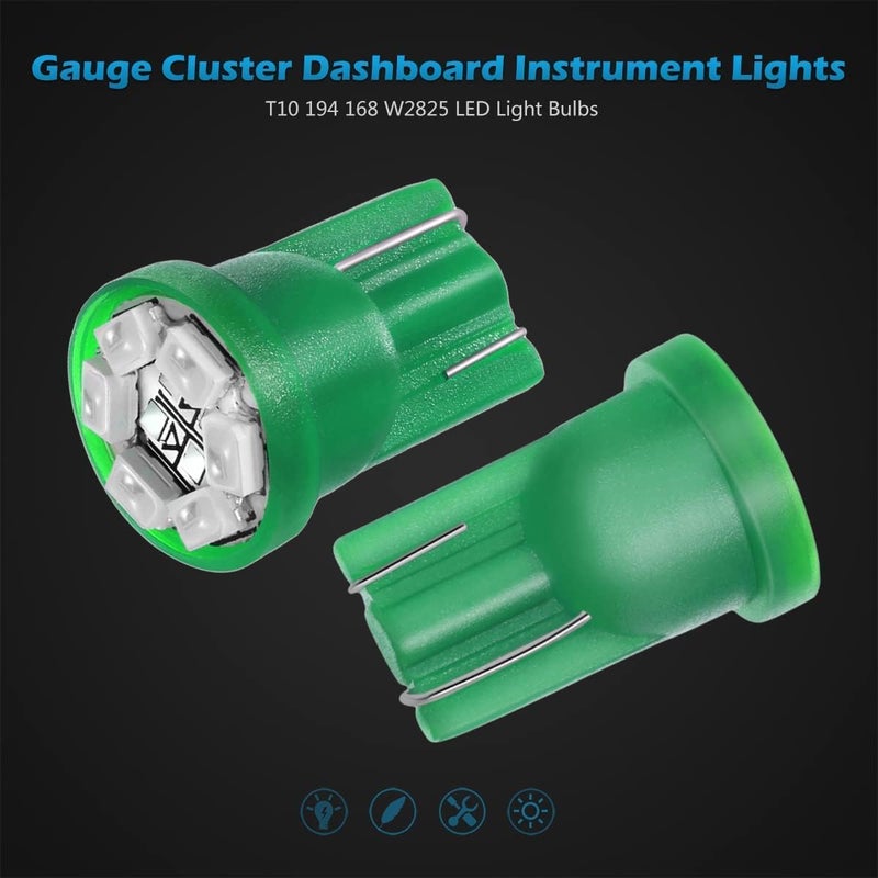 Partsam T10 LED Dash Instrument Light Bulbs - Green - Image 4