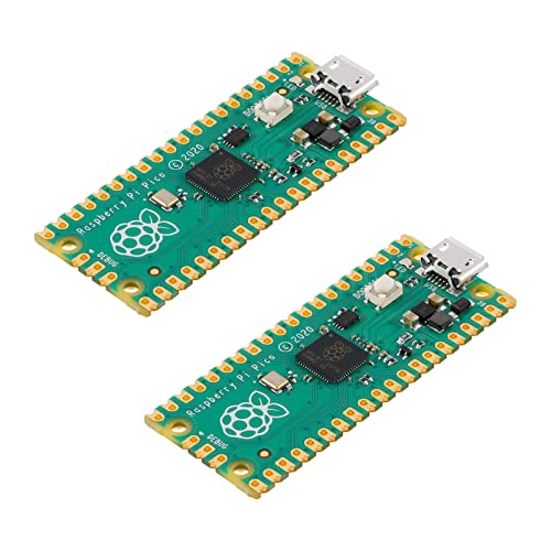 EC Buying 2Pcs Raspberry Pi Pico Development Board, Raspberry Pi RP2040 Dual-core ARM Cortex M0+ Processor, Running Up to 133 MHz, Support C/C++/Python, 2MB Quad SPI Flash Integrated with SPI/I2C/UART Interface - Image 1