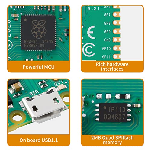EC Buying 2Pcs Raspberry Pi Pico Development Board, Raspberry Pi RP2040 Dual-core ARM Cortex M0+ Processor, Running Up to 133 MHz, Support C/C++/Python, 2MB Quad SPI Flash Integrated with SPI/I2C/UART Interface - Image 4