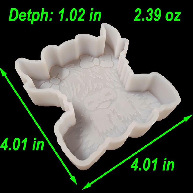 Fuehbur ã€300+ Design Optionalã€‘ Fuehbur Baby Highland Cow with Bow Car-Freshie Silicone Epoxy Resin Moulds for Aroma Beads - Candle Molds - Soap Mould - Image 2