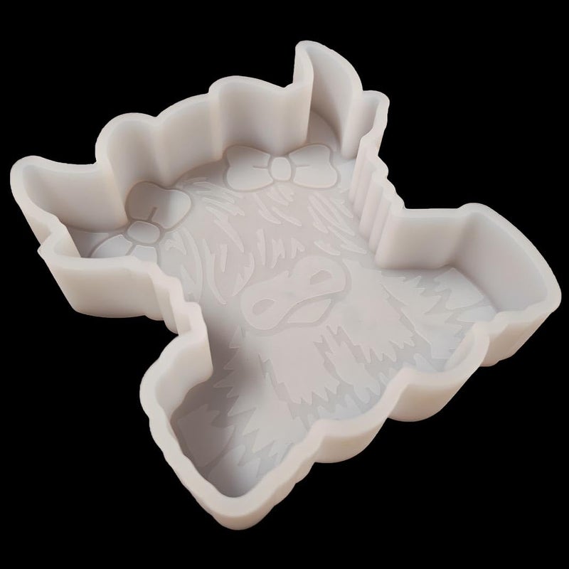 Fuehbur ã€300+ Design Optionalã€‘ Fuehbur Baby Highland Cow with Bow Car-Freshie Silicone Epoxy Resin Moulds for Aroma Beads - Candle Molds - Soap Mould - Image 4